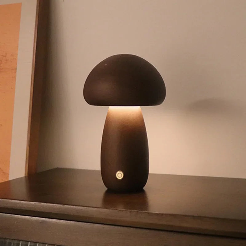 Lampe de Table Champignon en Bois avec Luminosité Réglable – Veilleuse Décorative 2
