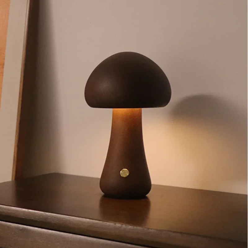 Lampe de Table Champignon en Bois avec Luminosité Réglable – Veilleuse Décorative 4